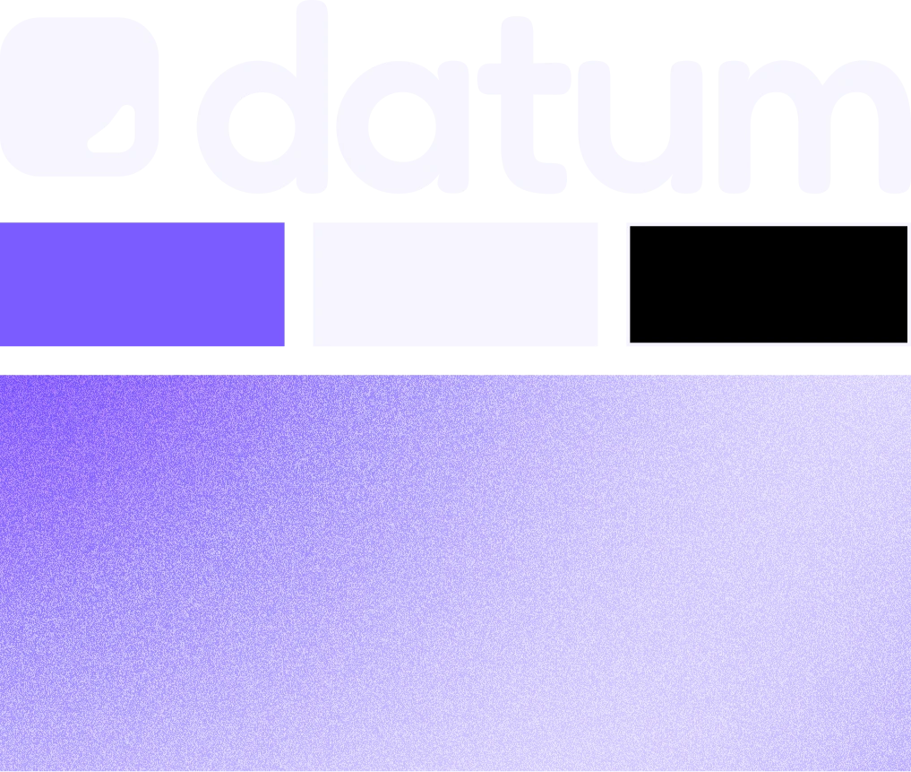 Datum brand board: color palette, typography, UI elements