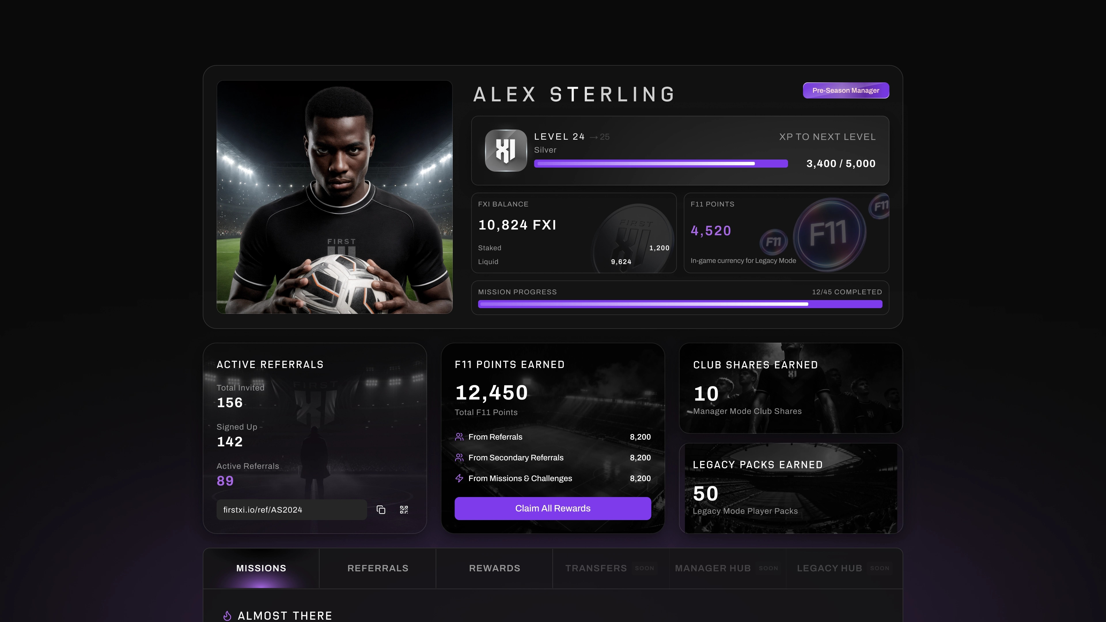 First XI user profile interface