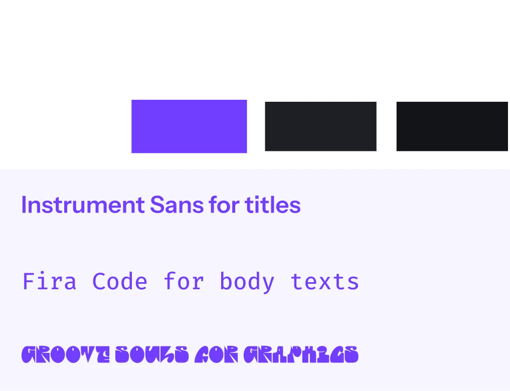 Brand board: logo, colors, typography, iconography