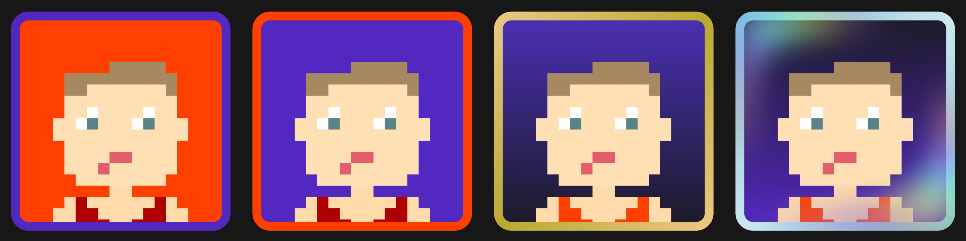 The four tier frames, same avatar: Flixer x2, Icon, and Diamond